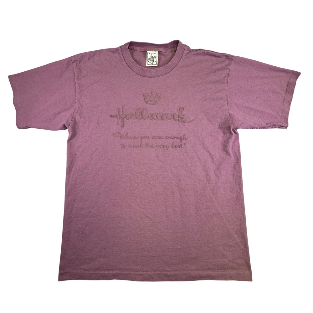 Vintage Alore Hallmark Puff Print T-Shirt XL Purple Made in USA Single Stitch - Picture 2 of 6